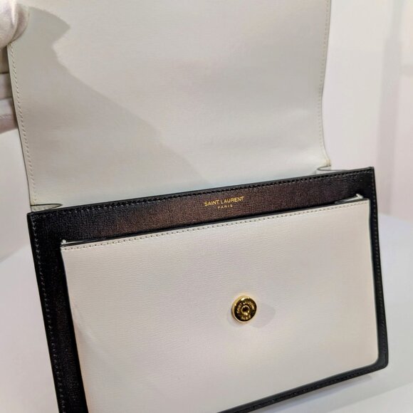 Yves Saint Laurent (YSL) Sunset Black and White Calfskin Shoulder Bag - Picture 10 of 16